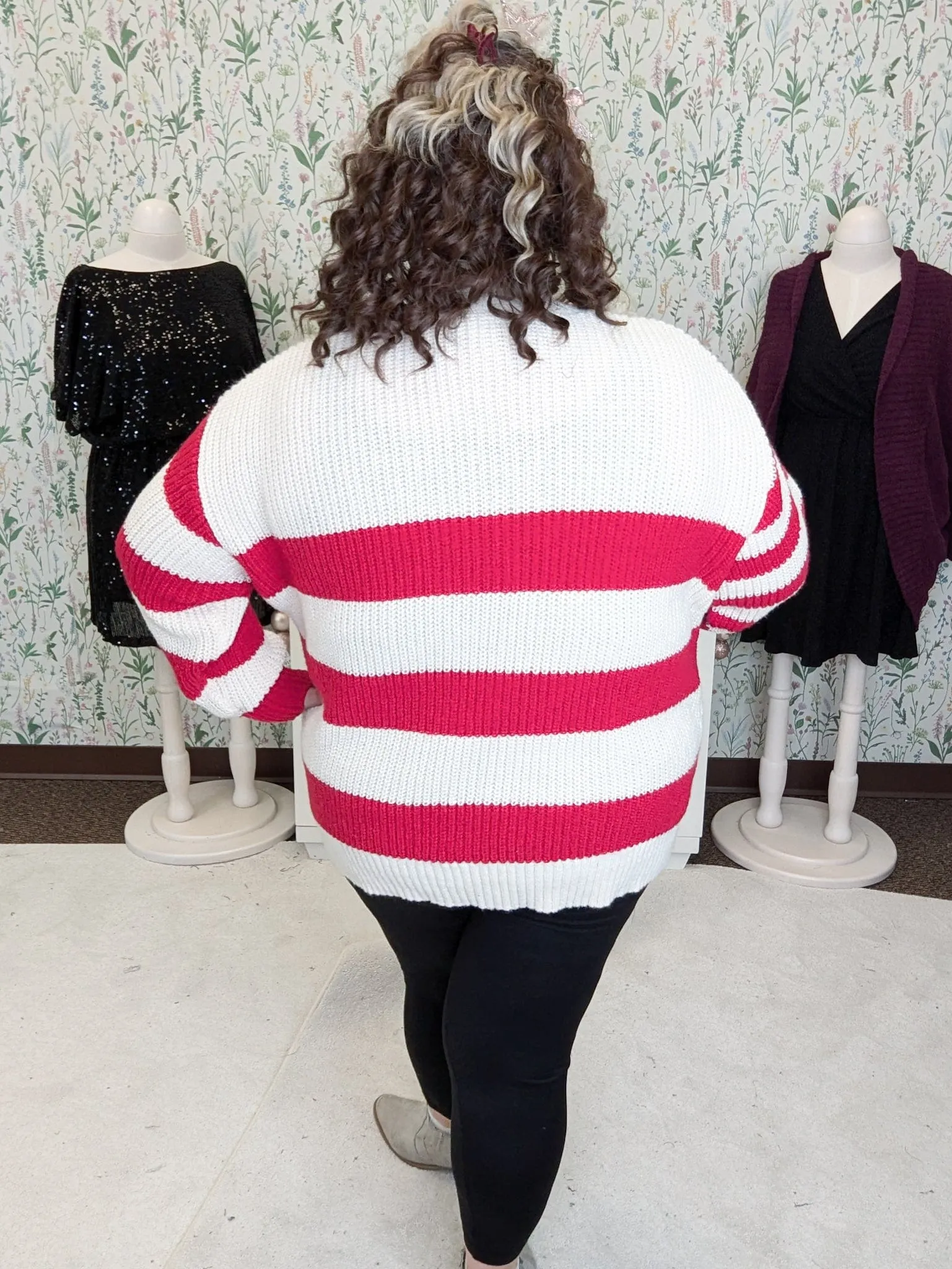 Alexandra Candy Cane Striped Sweater w/Pocket