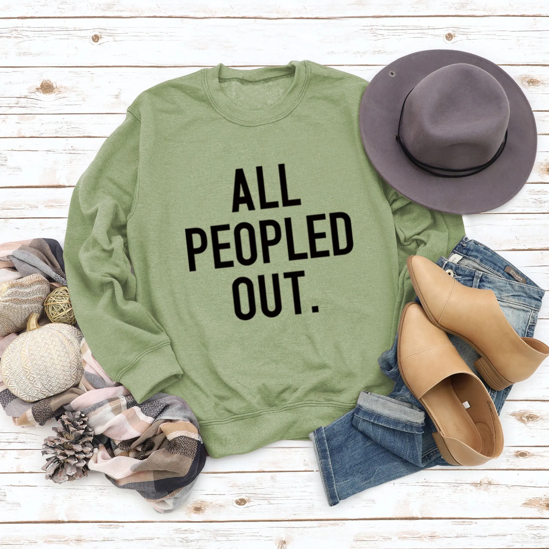 ALL PEOPLED OUT Fashion Round Neck Loose Long Sleeve Oversized Sweatshirt