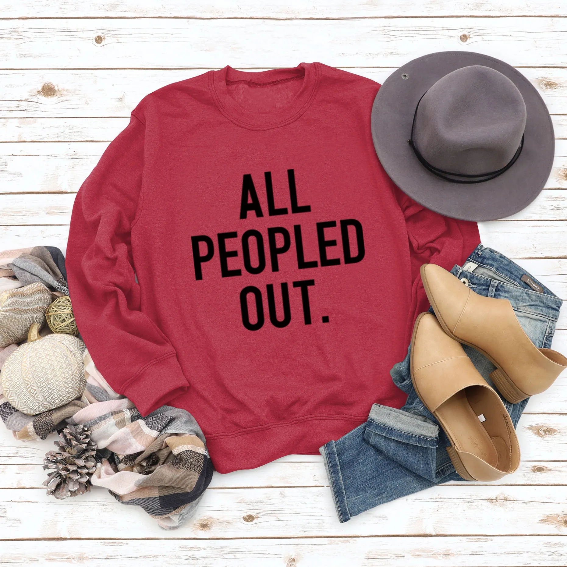 ALL PEOPLED OUT Fashion Round Neck Loose Long Sleeve Oversized Sweatshirt