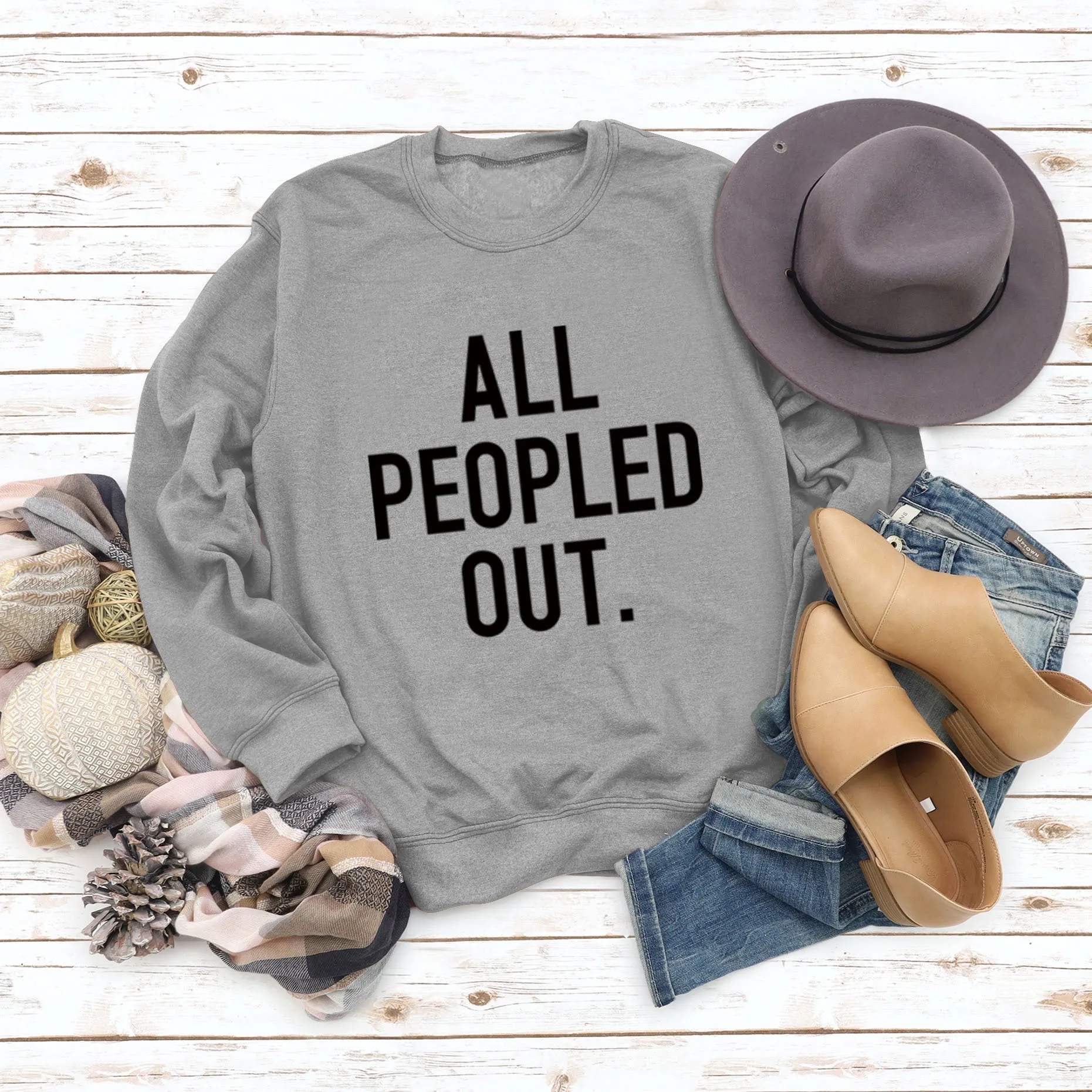 ALL PEOPLED OUT Fashion Round Neck Loose Long Sleeve Oversized Sweatshirt