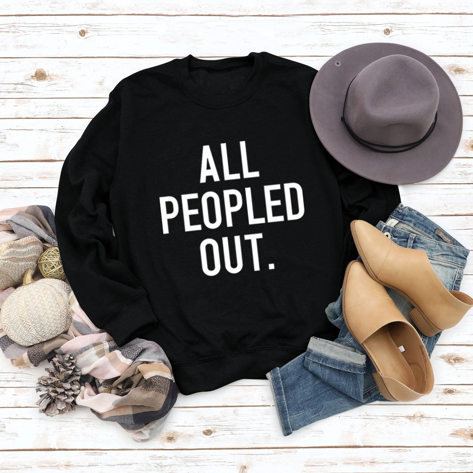 ALL PEOPLED OUT Fashion Round Neck Loose Long Sleeve Oversized Sweatshirt