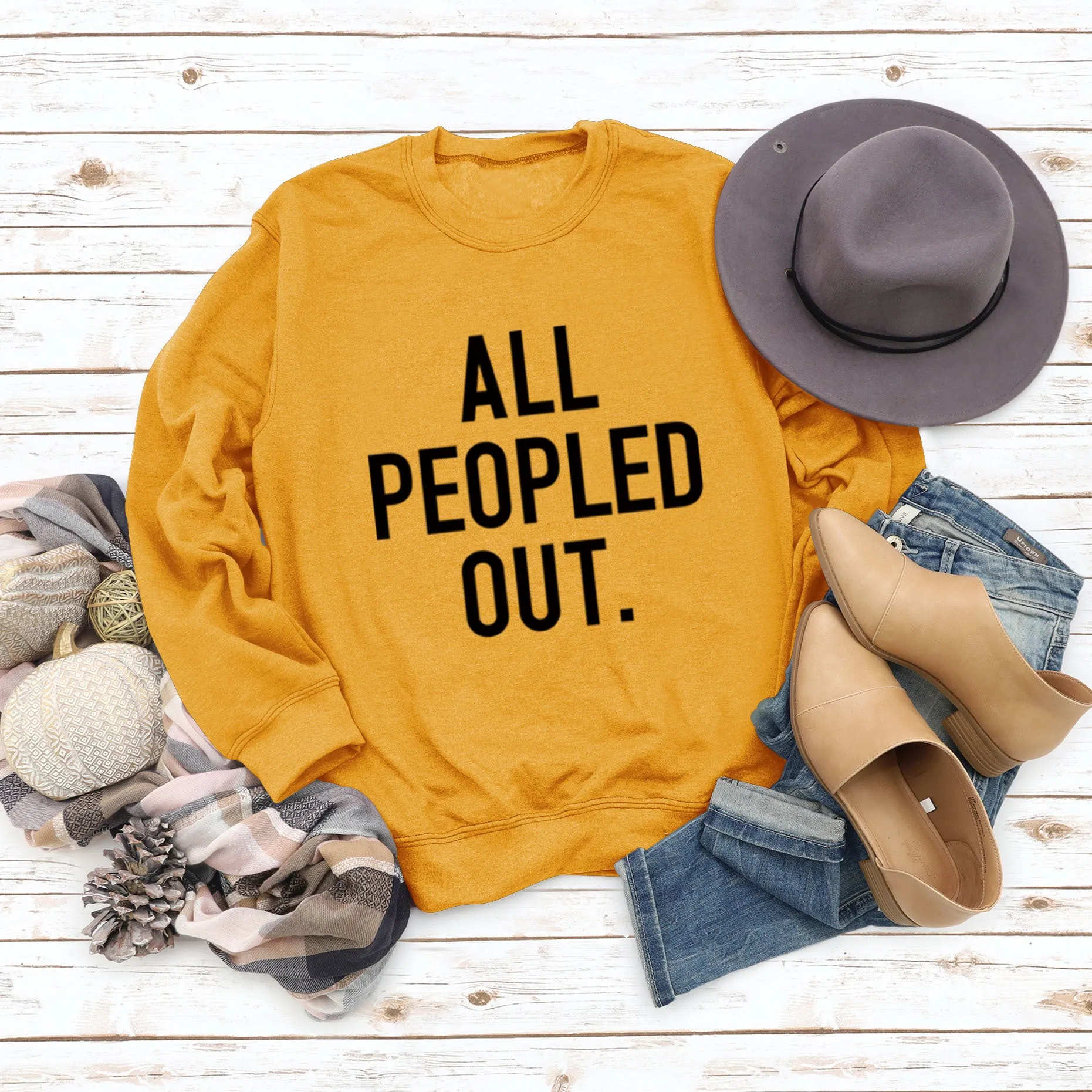 ALL PEOPLED OUT Fashion Round Neck Loose Long Sleeve Oversized Sweatshirt