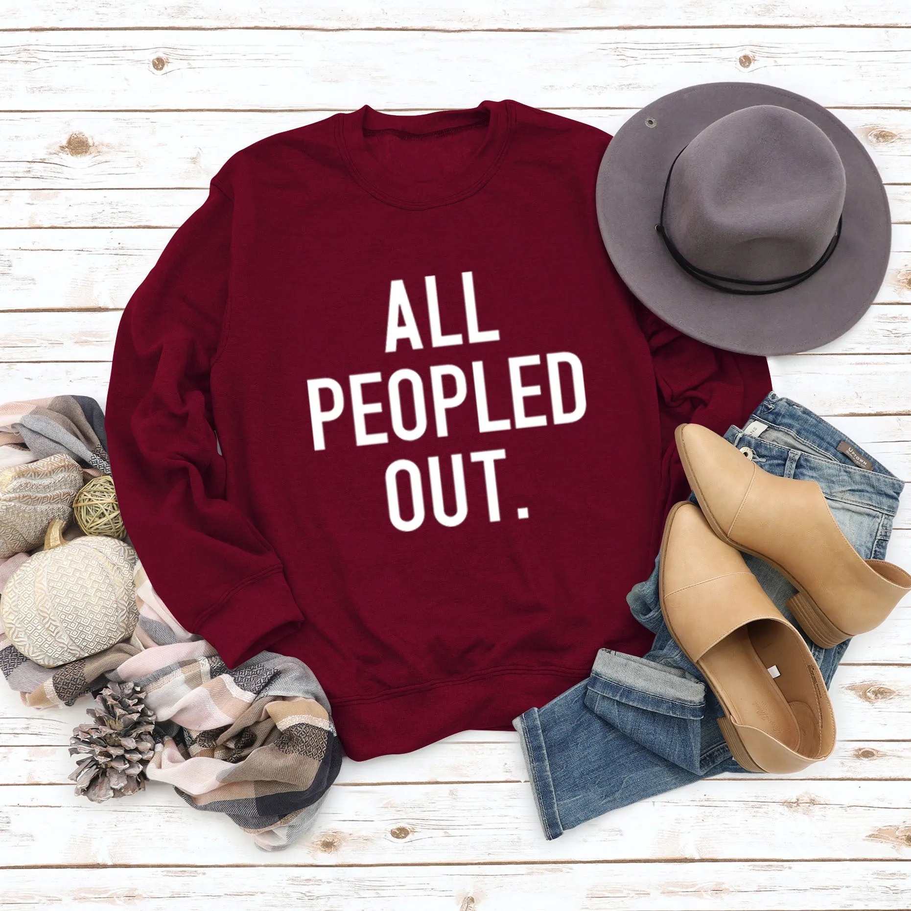 ALL PEOPLED OUT Fashion Round Neck Loose Long Sleeve Oversized Sweatshirt