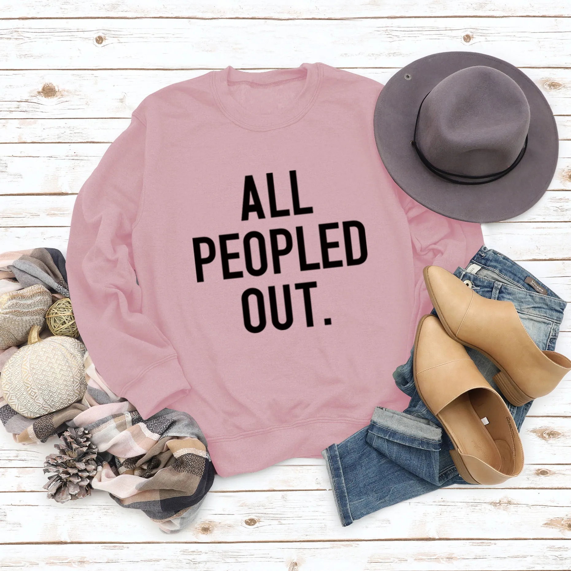 ALL PEOPLED OUT Fashion Round Neck Loose Long Sleeve Oversized Sweatshirt