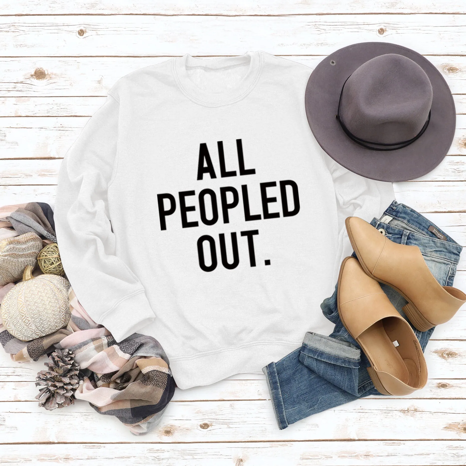 ALL PEOPLED OUT Fashion Round Neck Loose Long Sleeve Oversized Sweatshirt