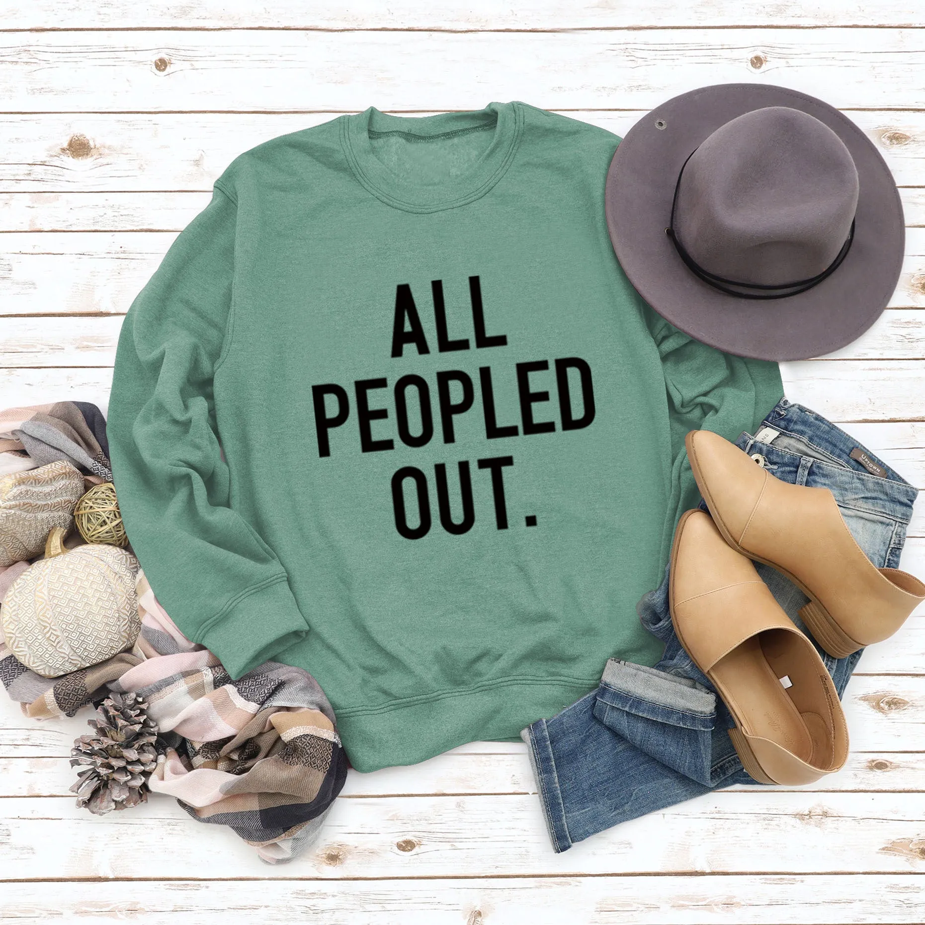 ALL PEOPLED OUT Fashion Round Neck Loose Long Sleeve Oversized Sweatshirt
