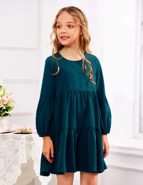 Arshiner Girls Dress Long Lantern Sleeve Loose Flowy Swing Dresses