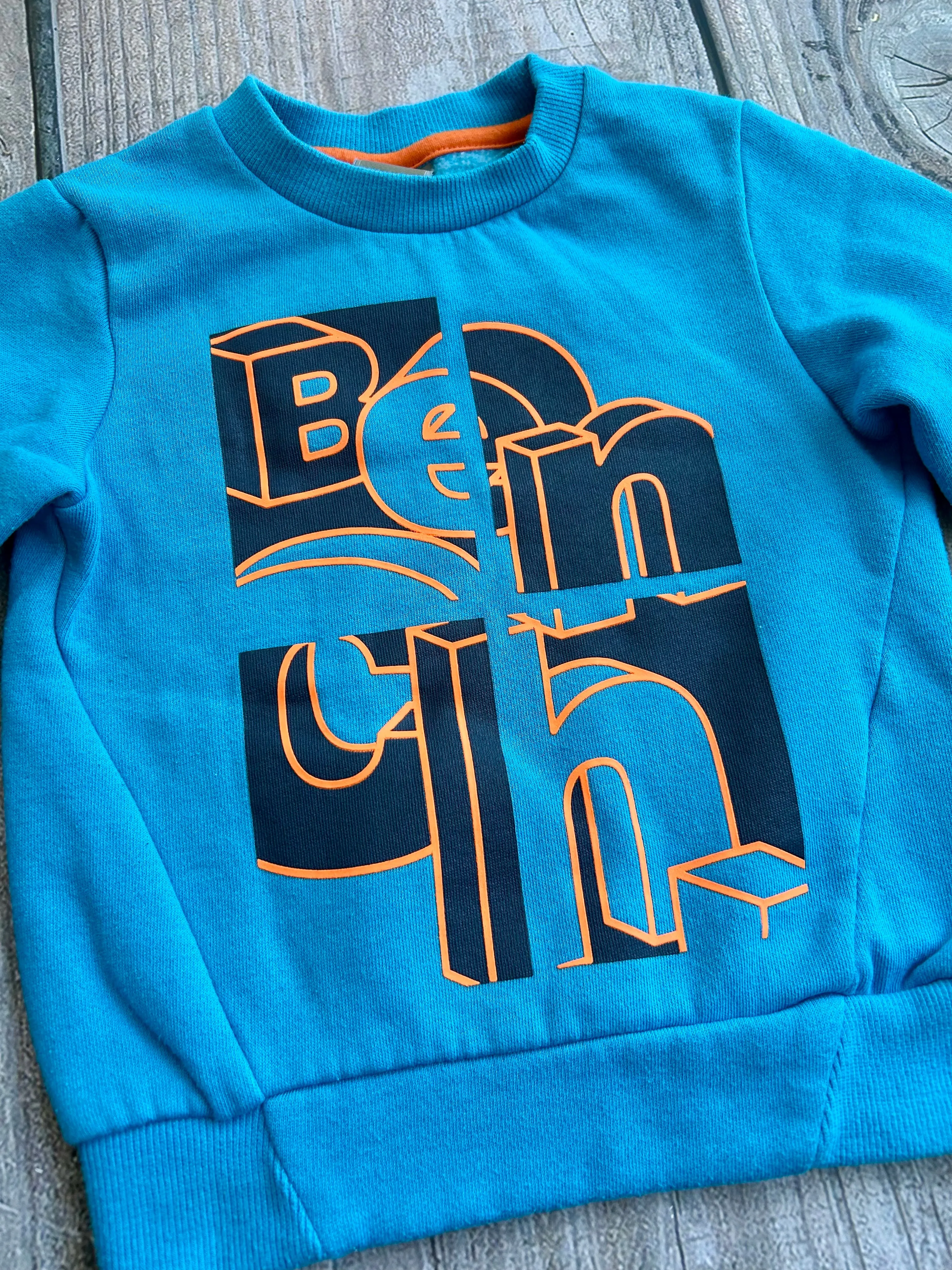 Bench size 3/4 boys logo crewneck sweater, sweater top, blue orange black, Kids 4/4T