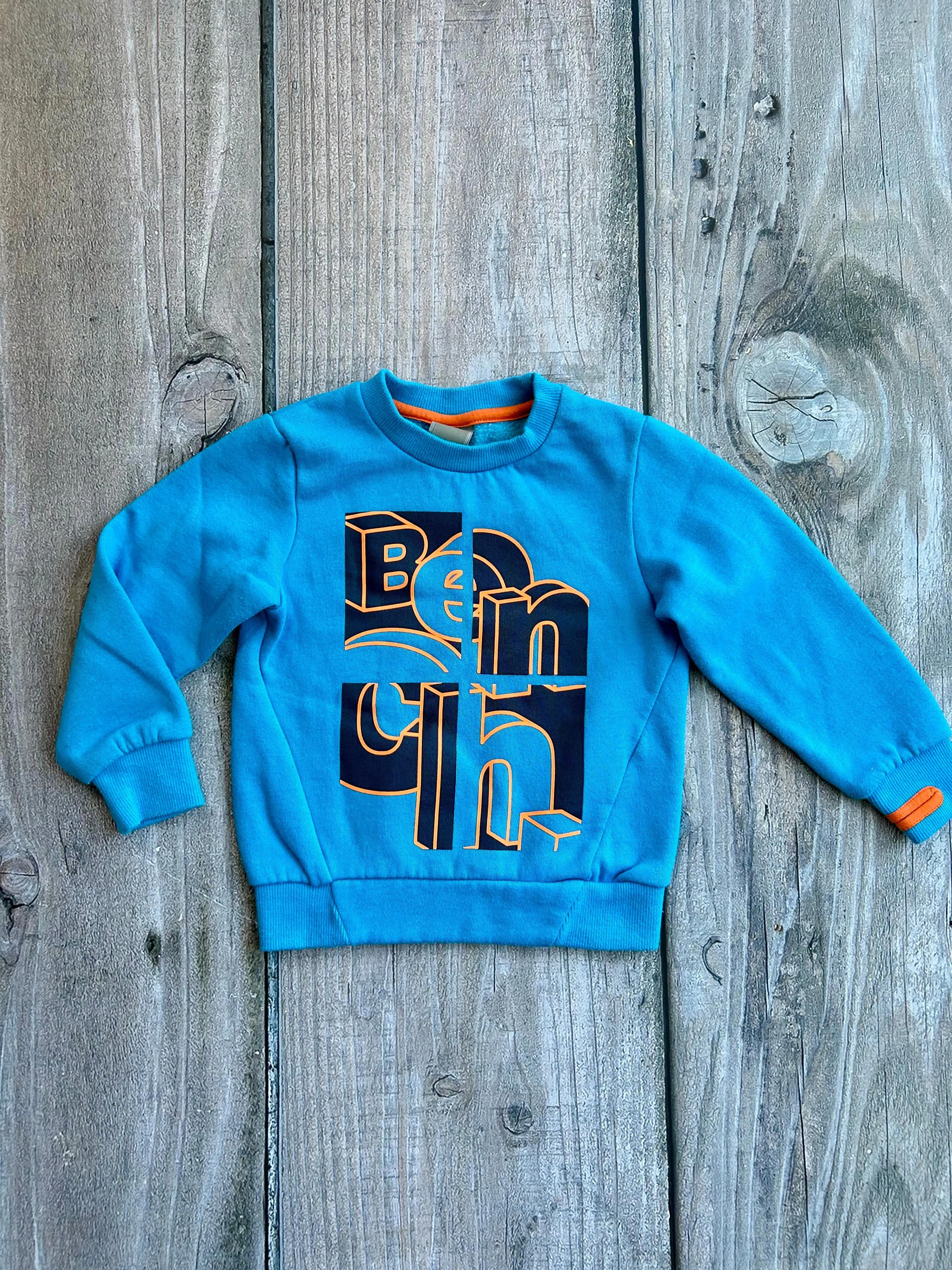 Bench size 3/4 boys logo crewneck sweater, sweater top, blue orange black, Kids 4/4T