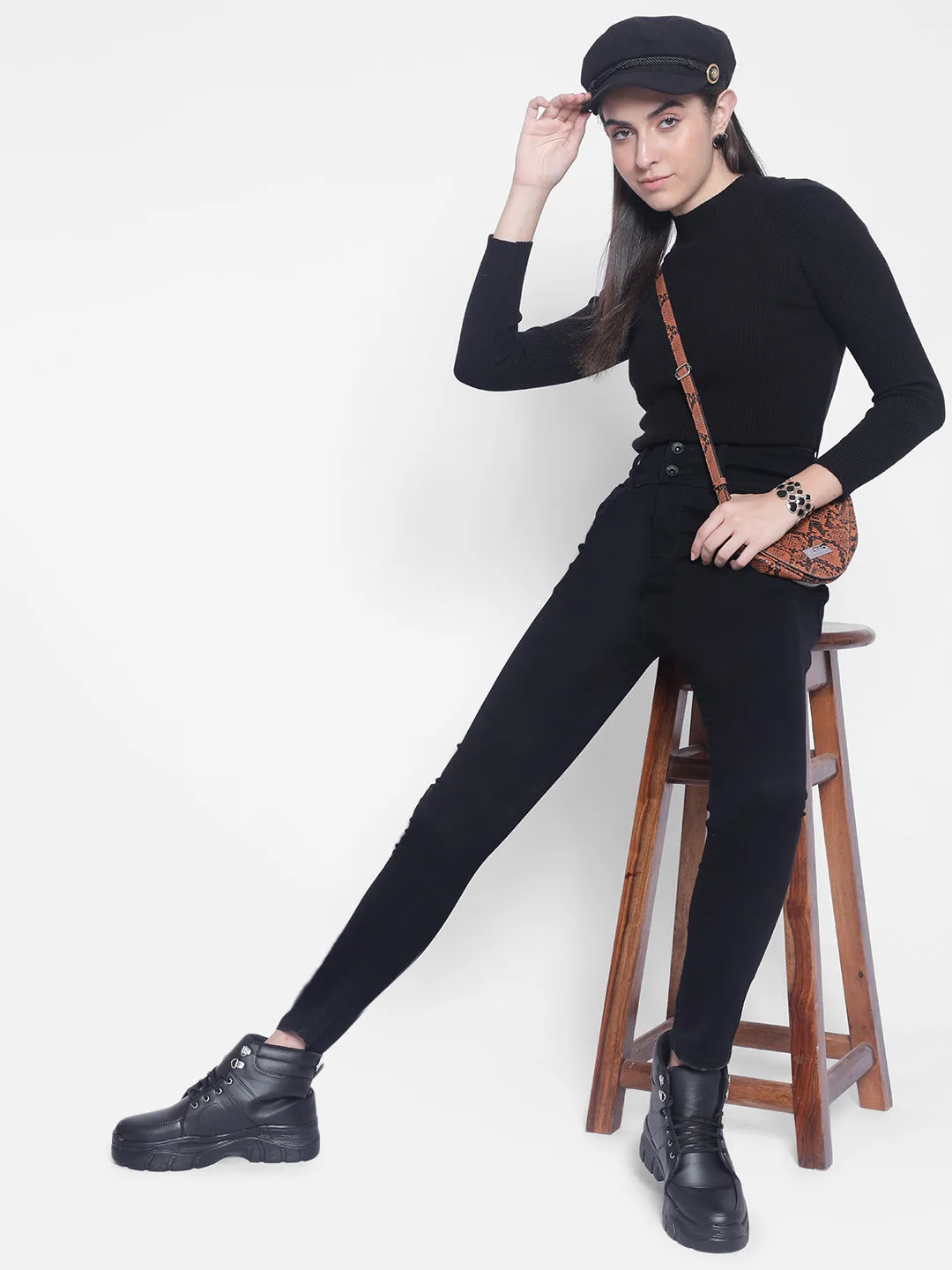 Black High-Neck Sweaters