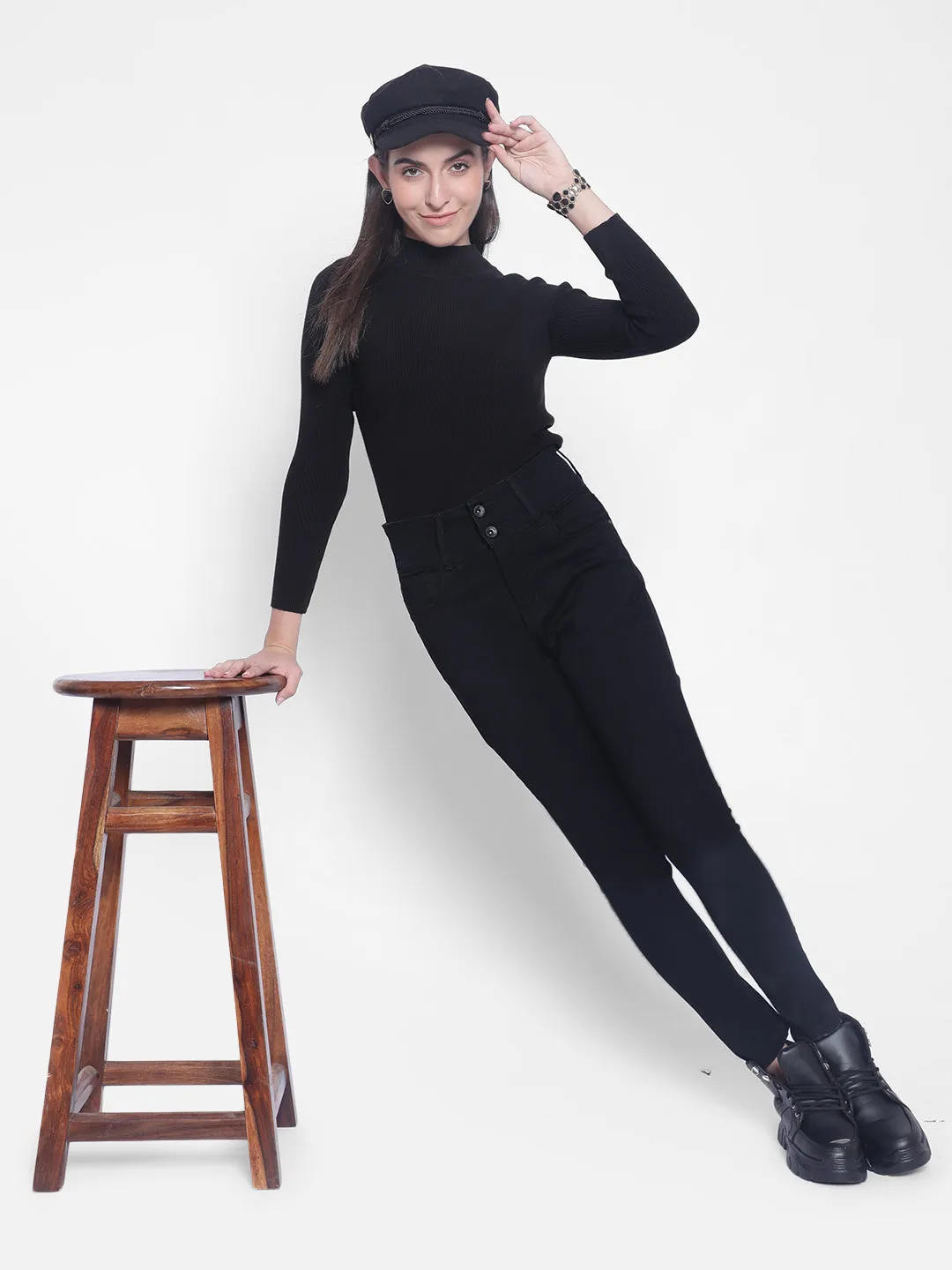 Black High-Neck Sweaters