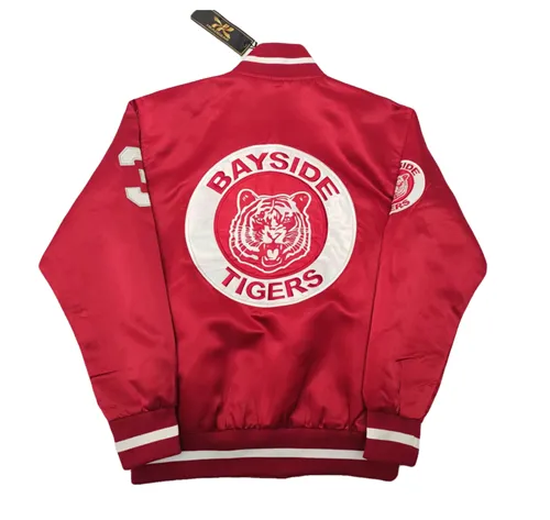 BOFO BAYSIDE TIGERS SLATER WRESTLING RETRO STYLE BOMBER JACKET IN RED