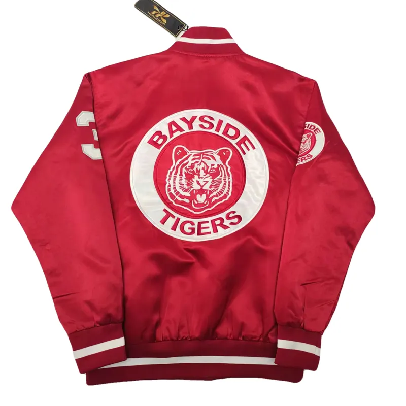 BOFO BAYSIDE TIGERS SLATER WRESTLING RETRO STYLE BOMBER JACKET IN RED