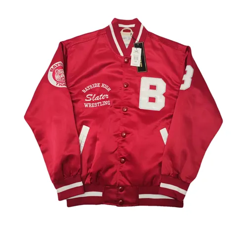 BOFO BAYSIDE TIGERS SLATER WRESTLING RETRO STYLE BOMBER JACKET IN RED