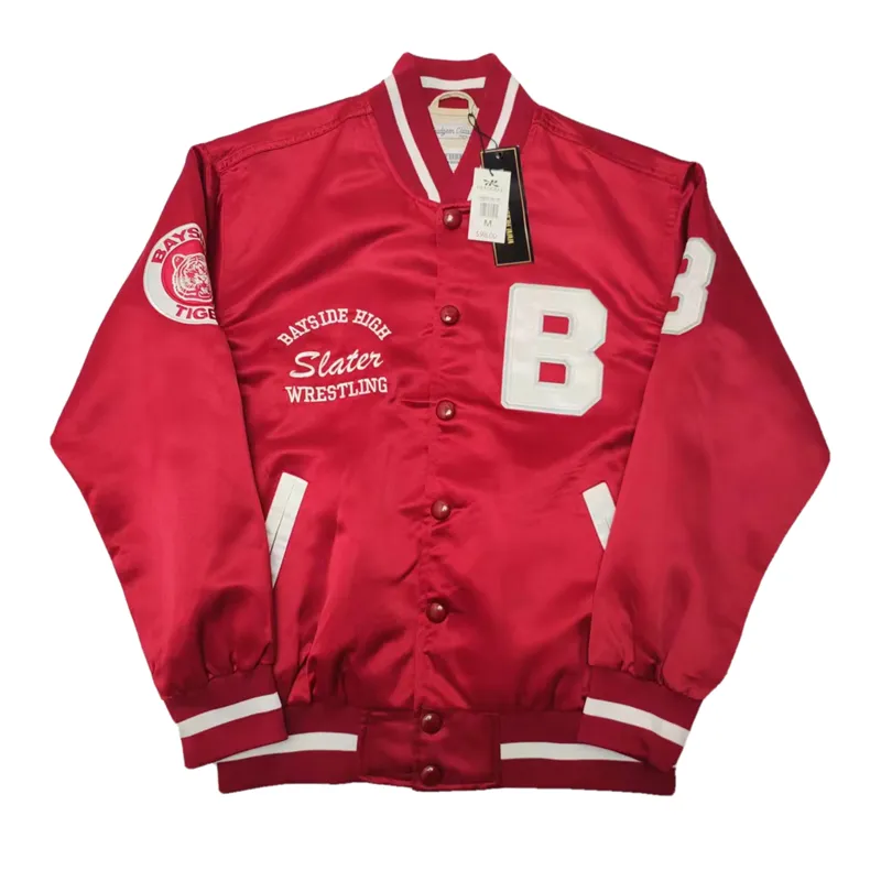 BOFO BAYSIDE TIGERS SLATER WRESTLING RETRO STYLE BOMBER JACKET IN RED