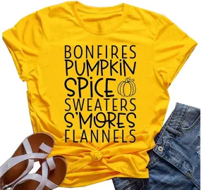 Bonfires Pumpkin Spice Sweaters S'Mores Flannels Women T-Shirt