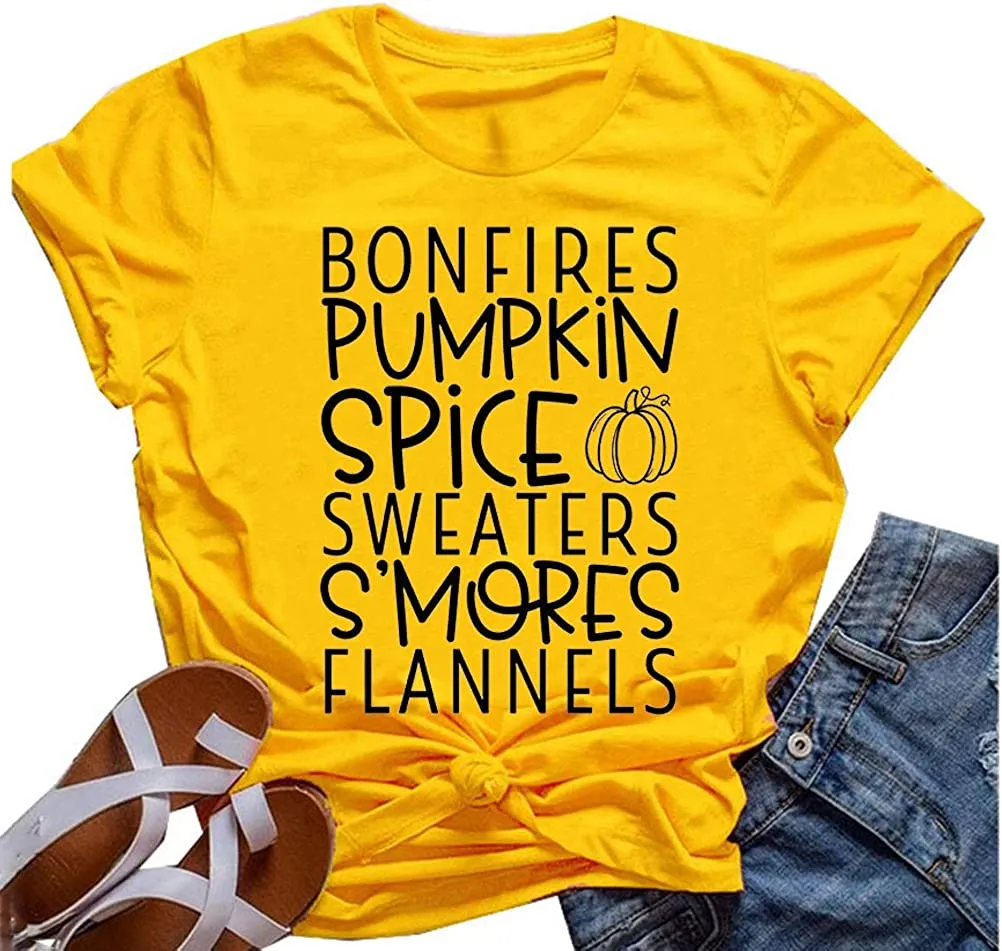 Bonfires Pumpkin Spice Sweaters S'Mores Flannels Women T-Shirt