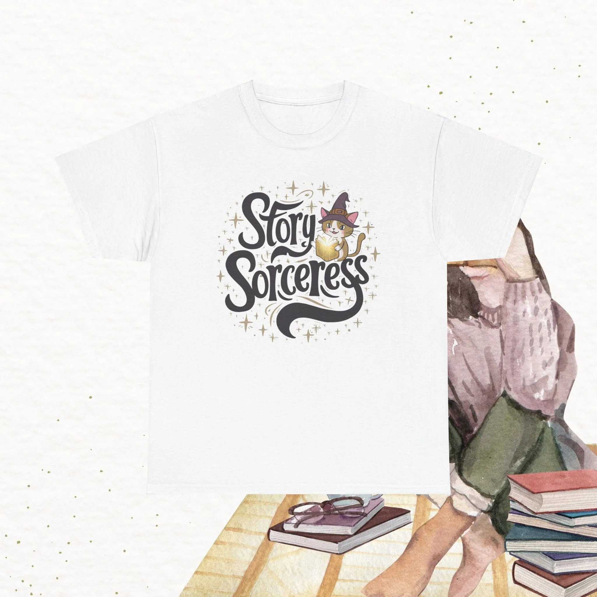 Book Lovers T-Shirt Story Sorcerer Cotton T-Shirt