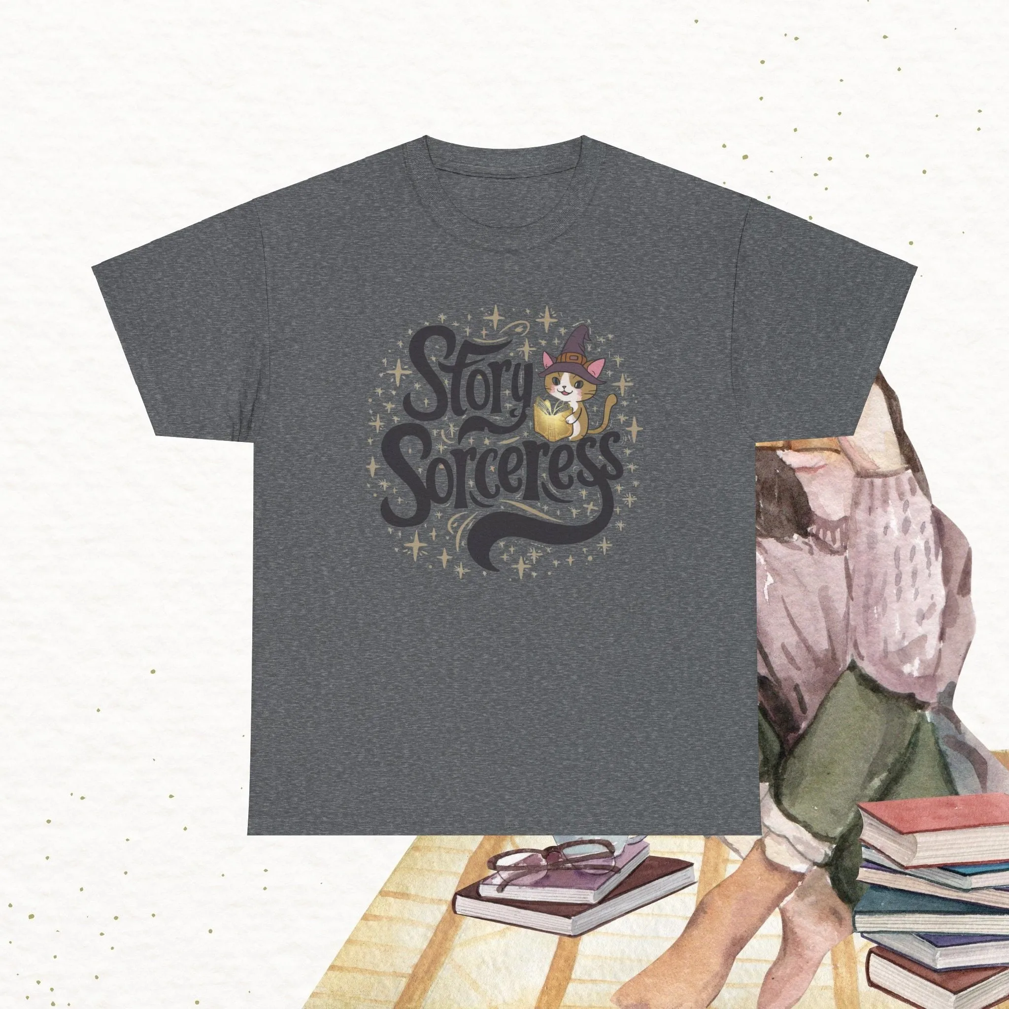 Book Lovers T-Shirt Story Sorcerer Cotton T-Shirt