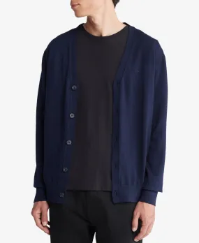 Calvin Klein Men's Regular Fit V Neck Button Down Cardigan Sweater Blue XL