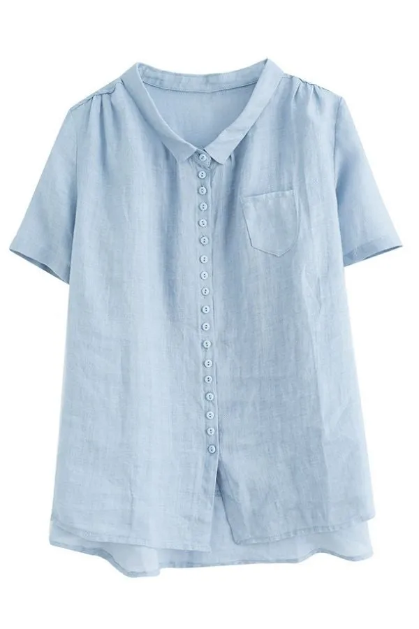 Casual Cotton Linen Short Sleeve Shirt