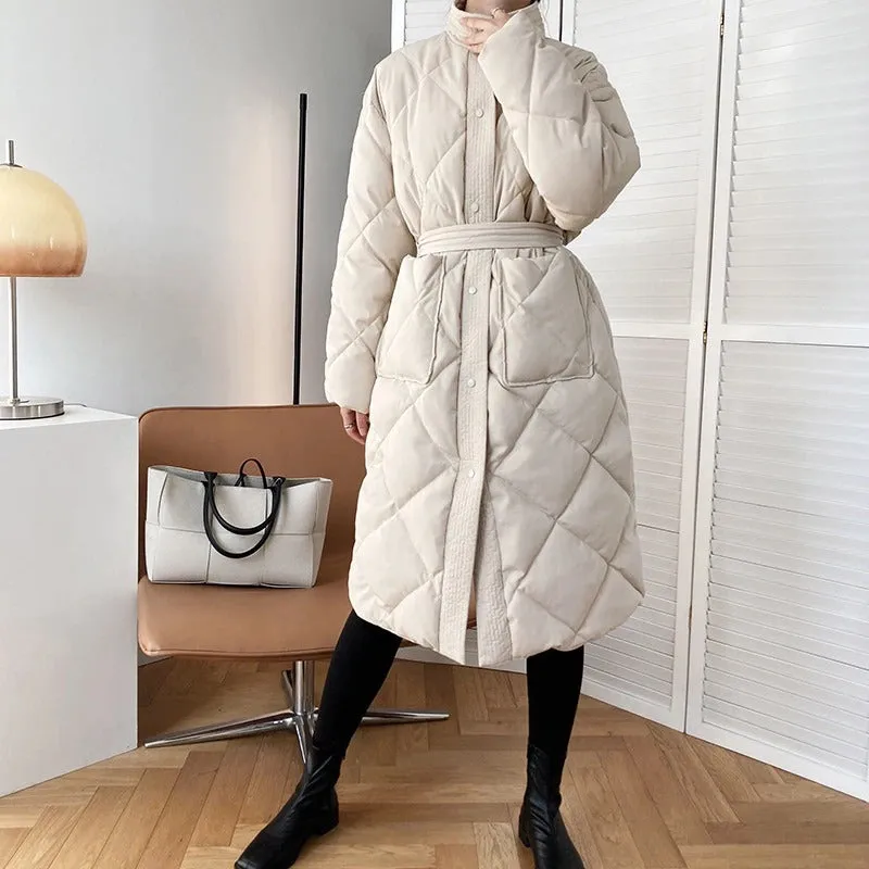 Chic and Cozy Padded Winter Coat Belted Jackets
