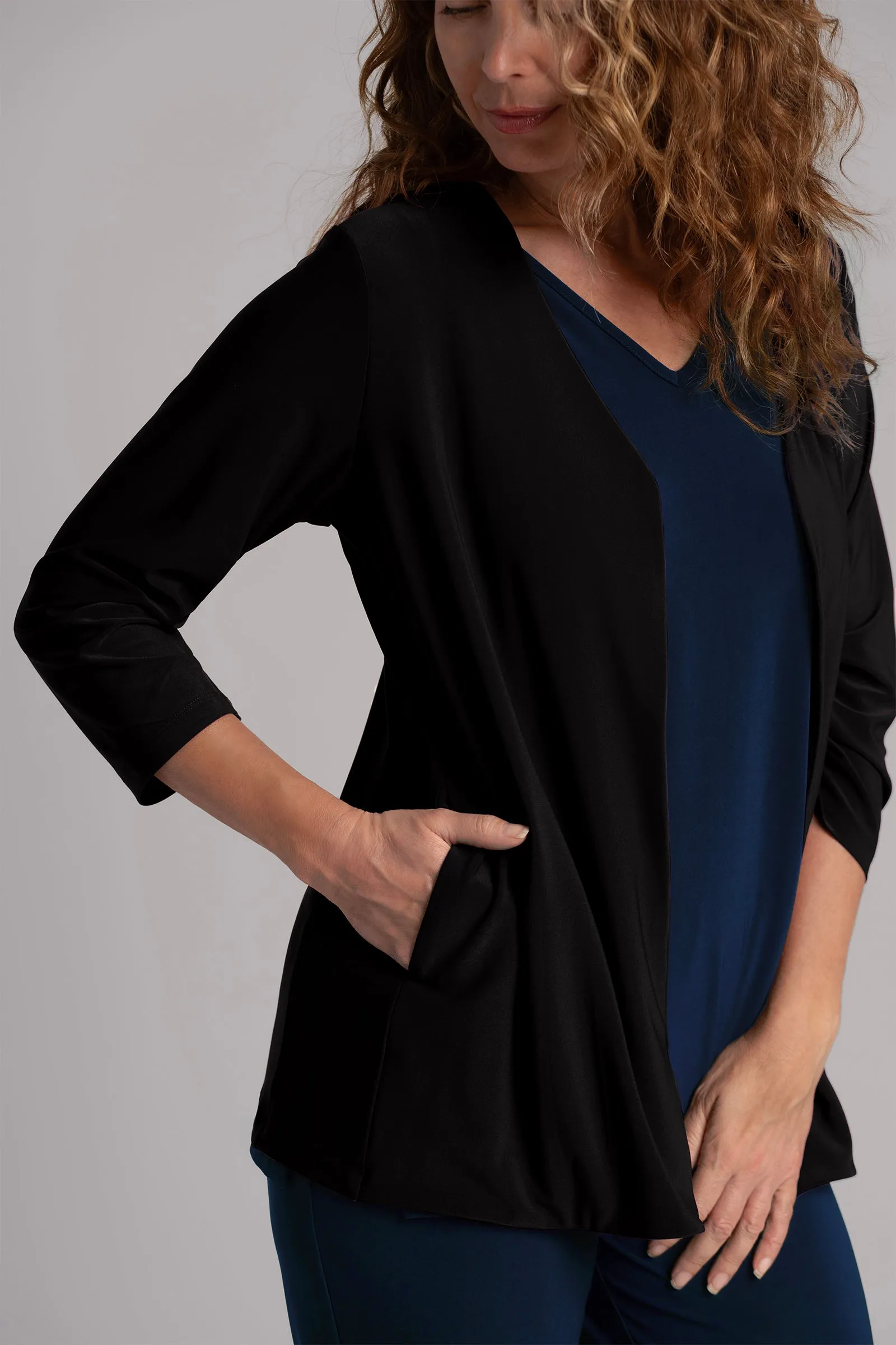 Classic Jacket with Pleated Sleeves | Black