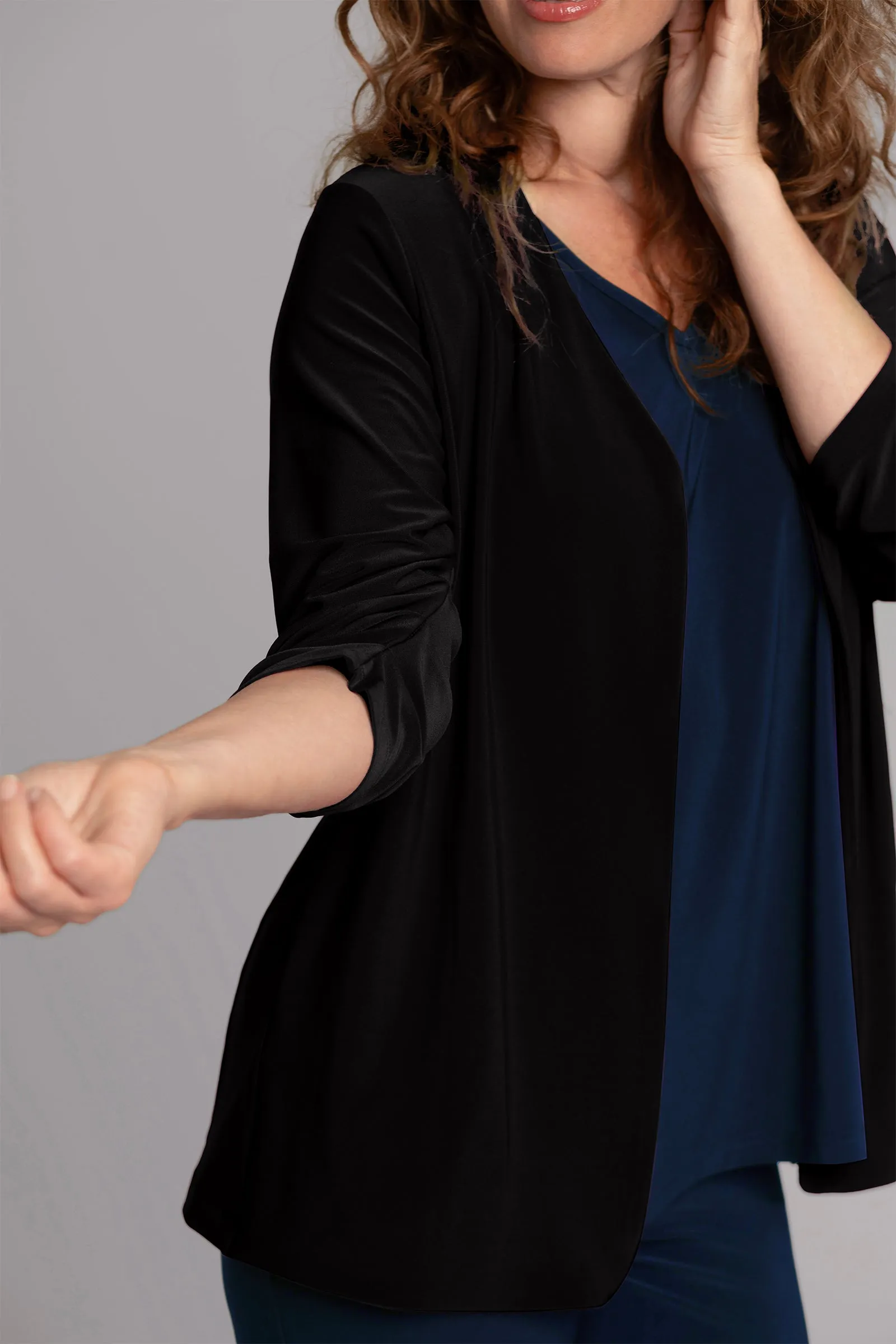 Classic Jacket with Pleated Sleeves | Black
