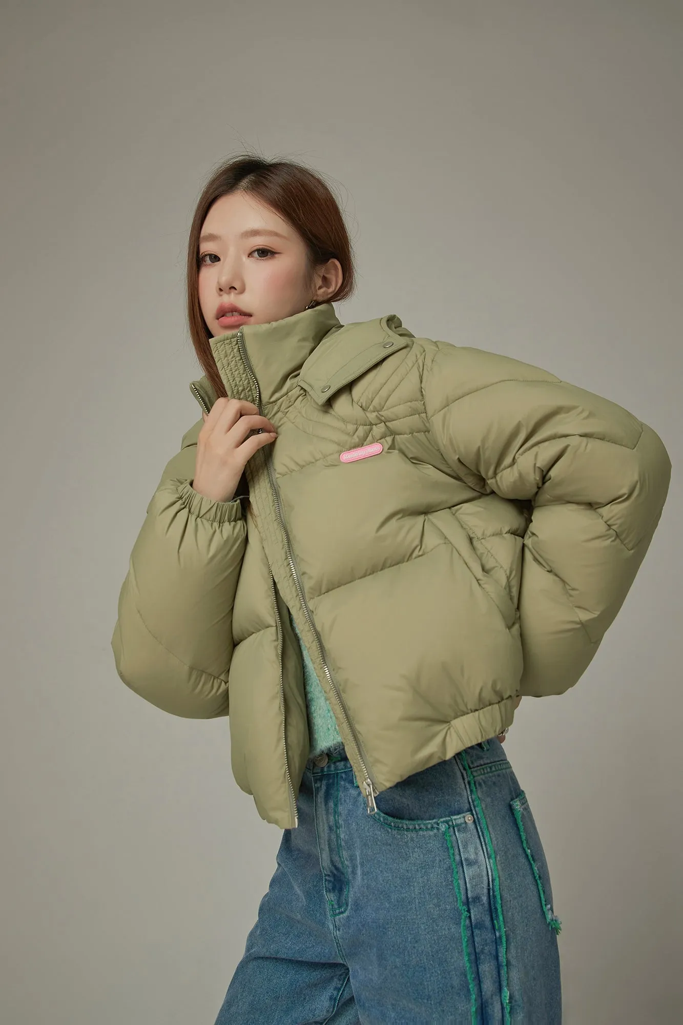 Colored Hooded Simple Padded Jacket