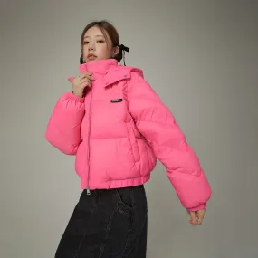Colored Hooded Simple Padded Jacket