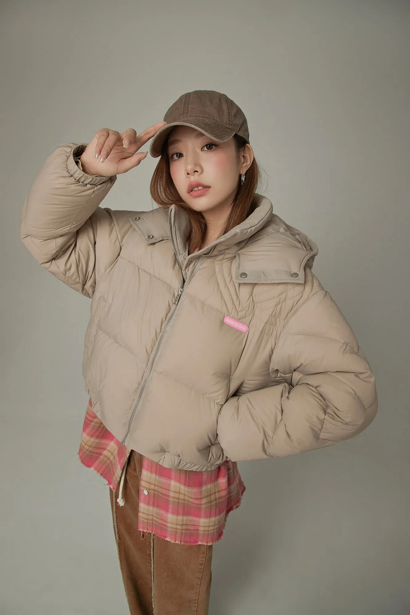 Colored Hooded Simple Padded Jacket