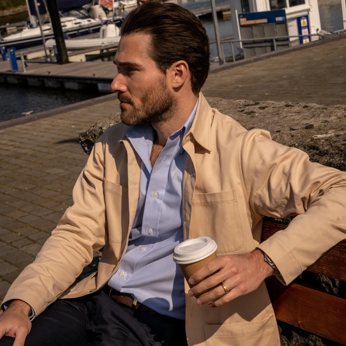 Cotton Twill Chore Jacket in Ecru