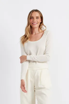 Cream Pure Merino Scoop Neck Sweater