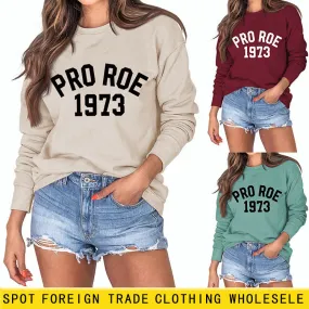 Cross Border PRO ROE 1973 Fashion Women's Large Long Sleeve Round Neck Sweater Women