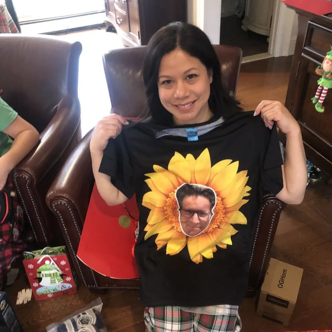 Custom Boyfriend Face Your Own Shirt Personalized Sunflower Women's All Over Print T-shirt