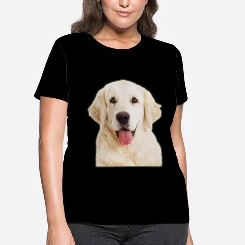 Custom Dog Face Tee Black Classic Women's All Over Print T-shirt Your Dog on A Shirt for Her