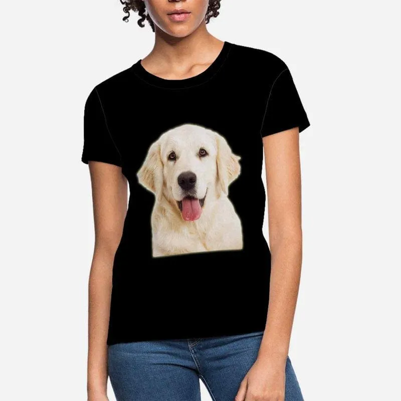 Custom Dog Face Tee Black Classic Women's All Over Print T-shirt Your Dog on A Shirt for Her