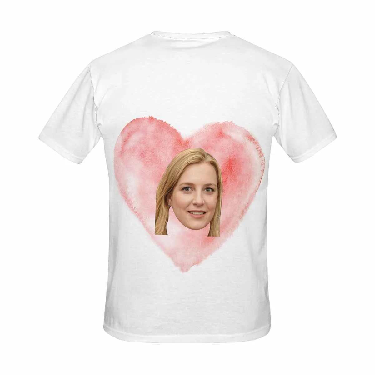 Custom Face on Shirt Pink Love Heart Classic Design Men's All Over Print T-shirt with My Face for Him