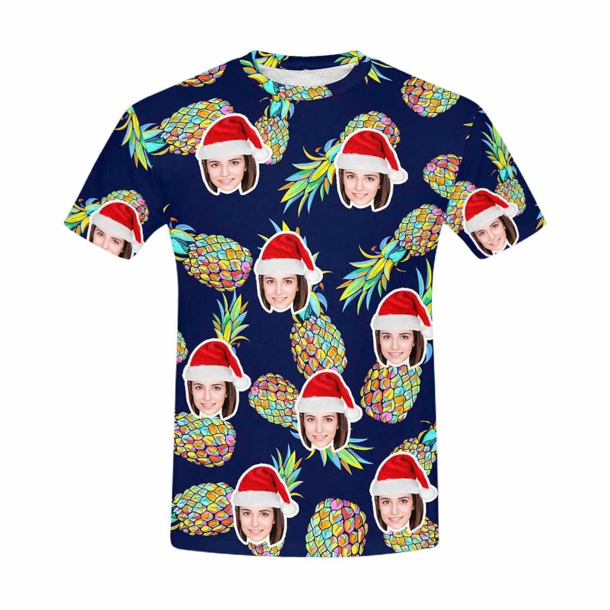 Custom Face Pineapple Shirt Personalized Men's All Over Print T-shirt Graphic Design Tee