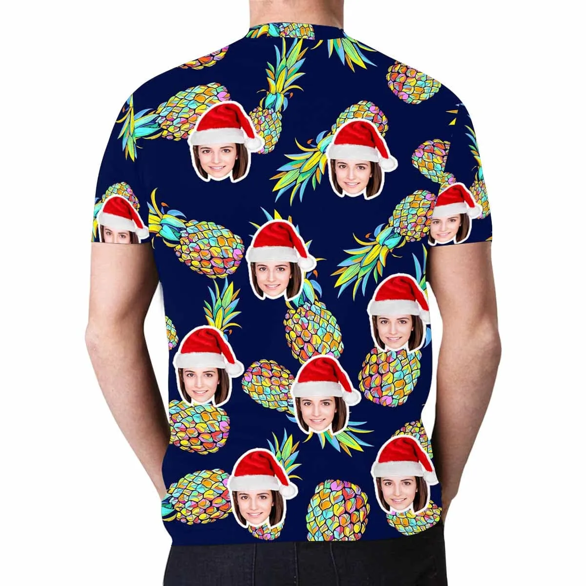Custom Face Pineapple Shirt Personalized Men's All Over Print T-shirt Graphic Design Tee