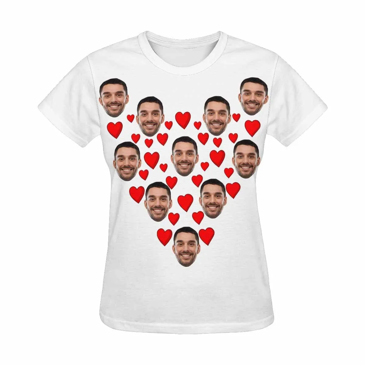 Custom Face Shirts Love Triangle Women's All Over Print T-shirt Design Tee with Picture For Girlfriend
