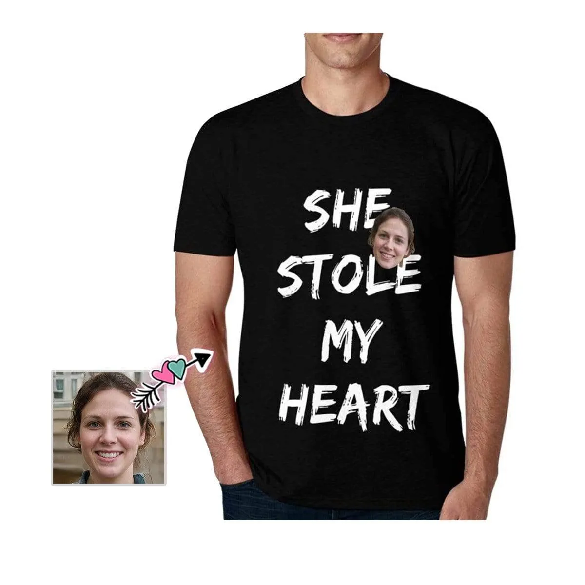 Custom Face Stole My Heart Shirt Made for You Put My Face on Men's All Over Print T-shirt