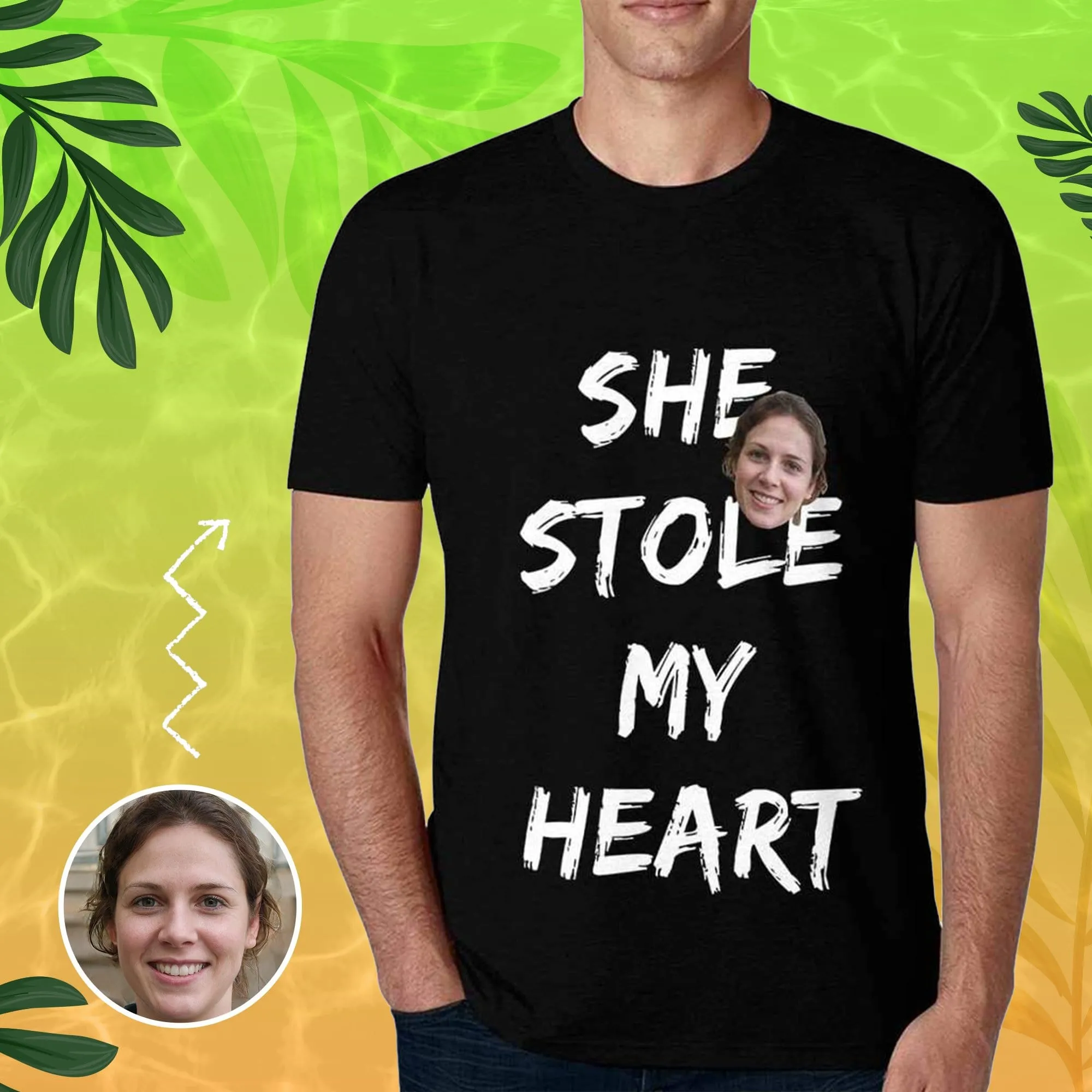 Custom Face Stole My Heart Shirt Made for You Put My Face on Men's All Over Print T-shirt