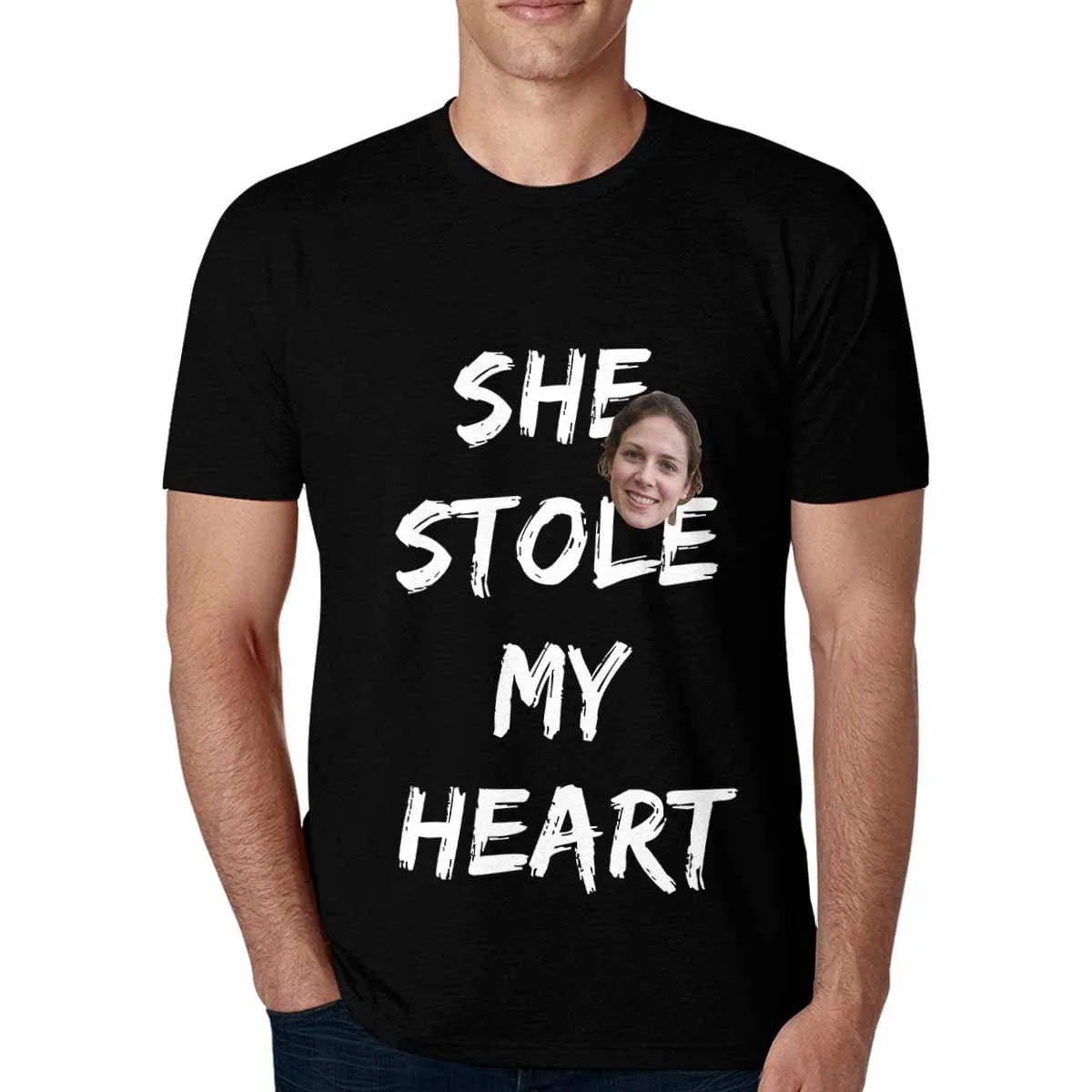 Custom Face Stole My Heart Shirt Made for You Put My Face on Men's All Over Print T-shirt