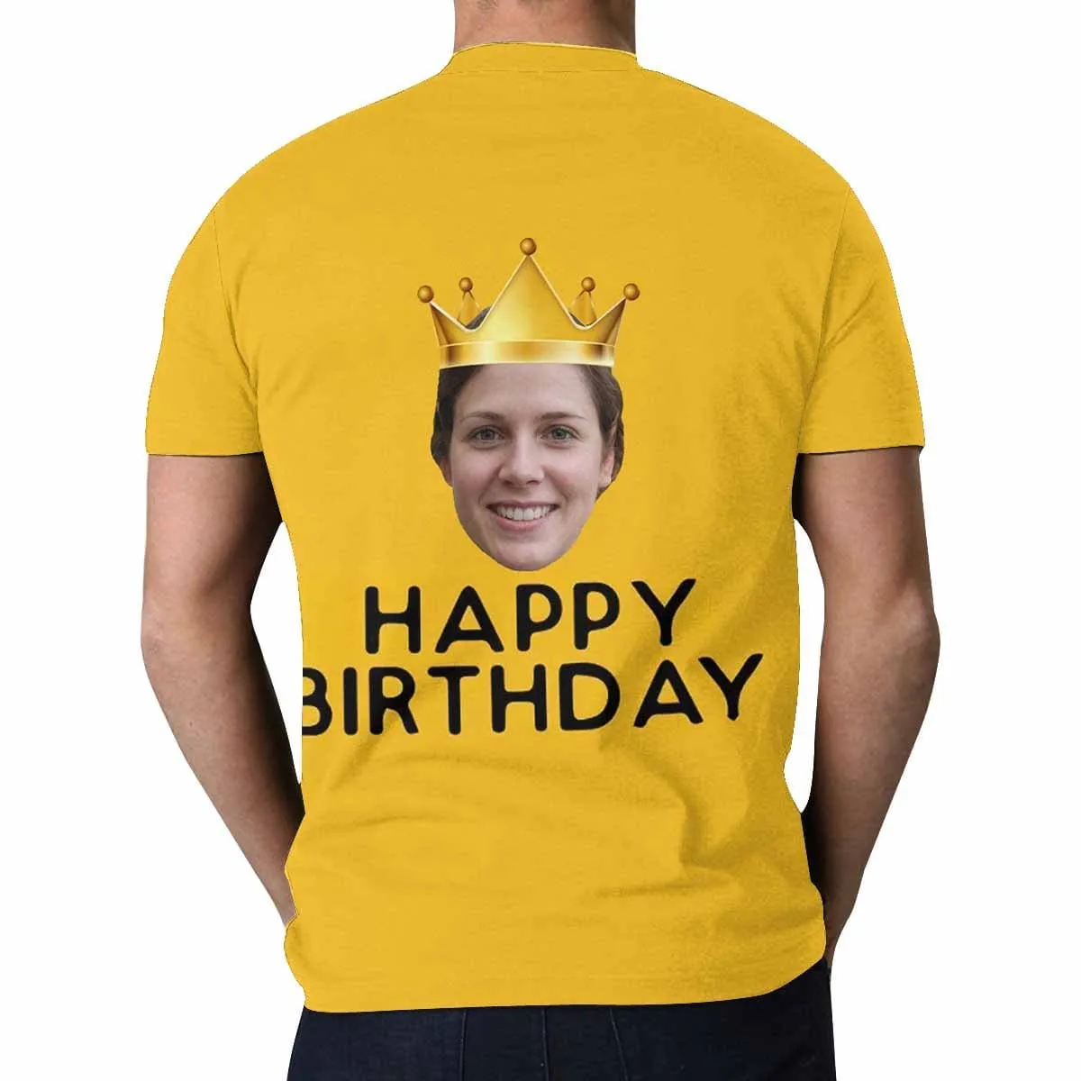Custom Face Tee Happy Birthday Men's All Over Print T-shirt Put Your Face on Shirts