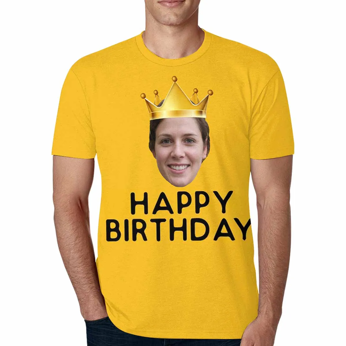 Custom Face Tee Happy Birthday Men's All Over Print T-shirt Put Your Face on Shirts