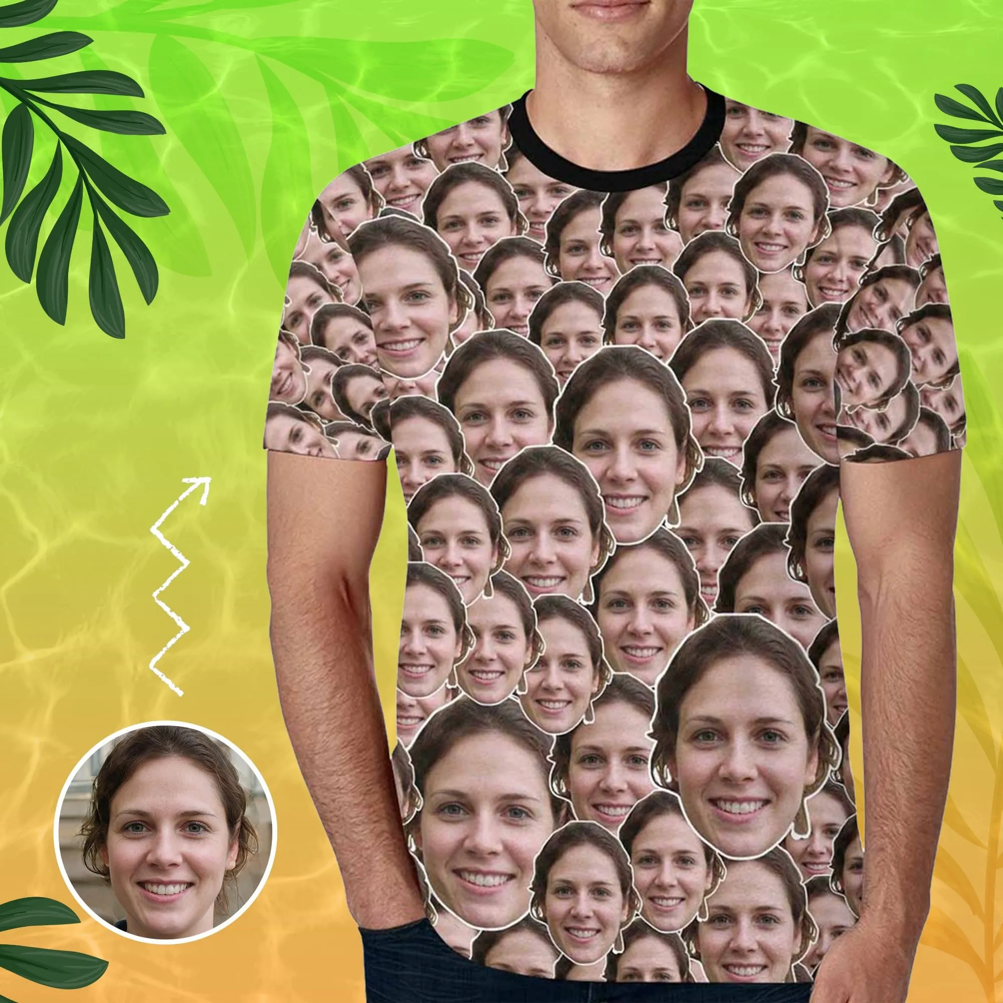 Custom Face Tee Simple Fashion Seamless Men's All Over Print T-shirt Unique Gift for Him