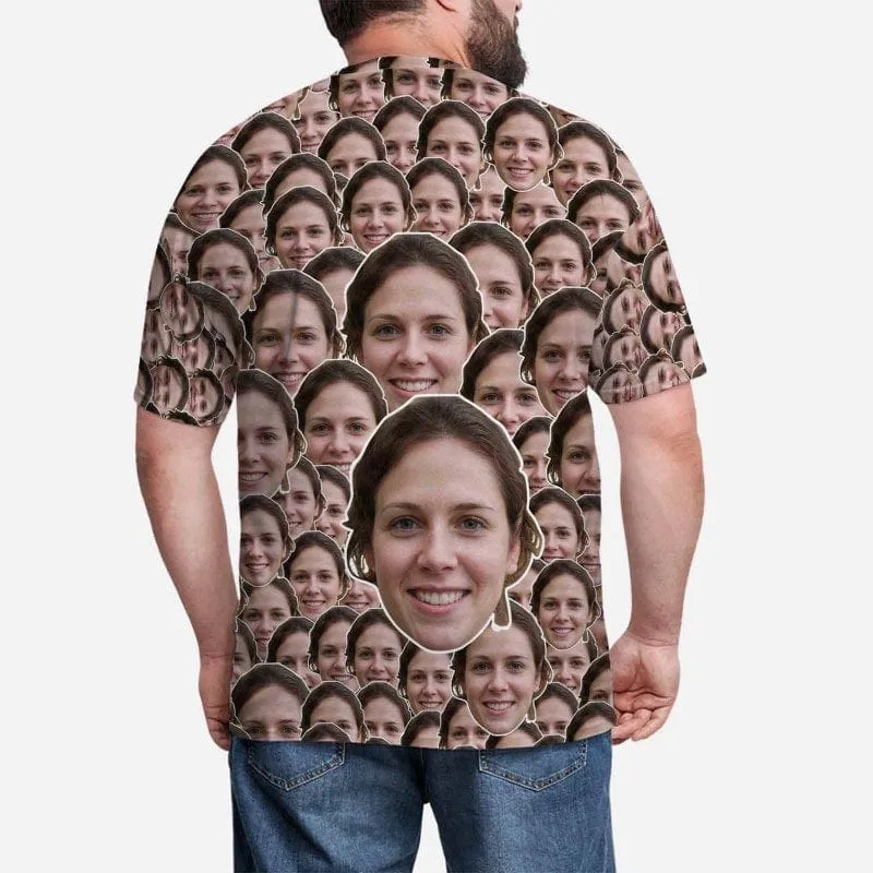 Custom Face Tee Simple Fashion Seamless Men's All Over Print T-shirt Unique Gift for Him
