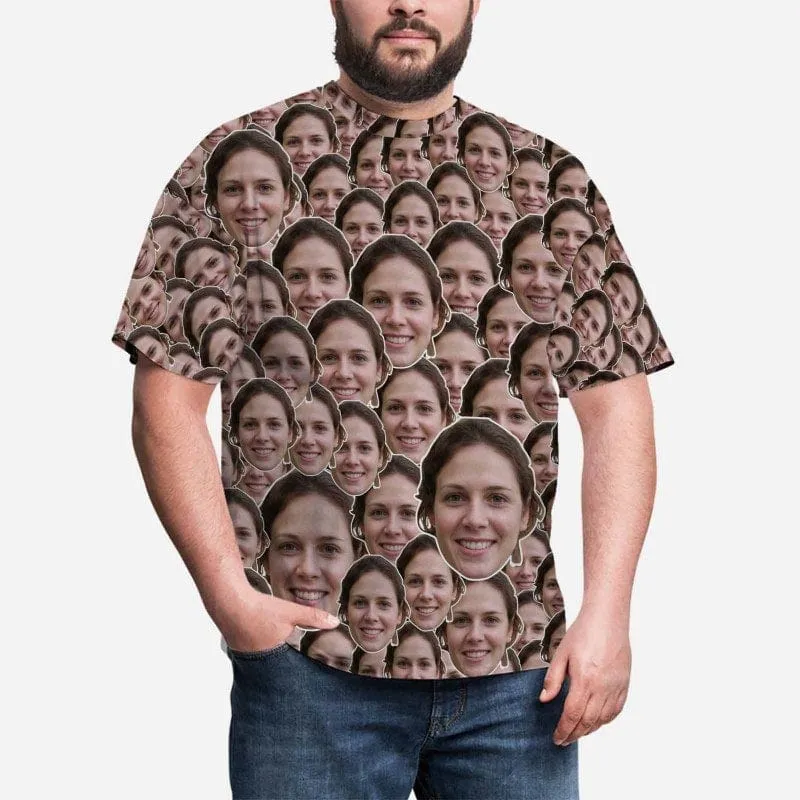 Custom Face Tee Simple Fashion Seamless Men's All Over Print T-shirt Unique Gift for Him