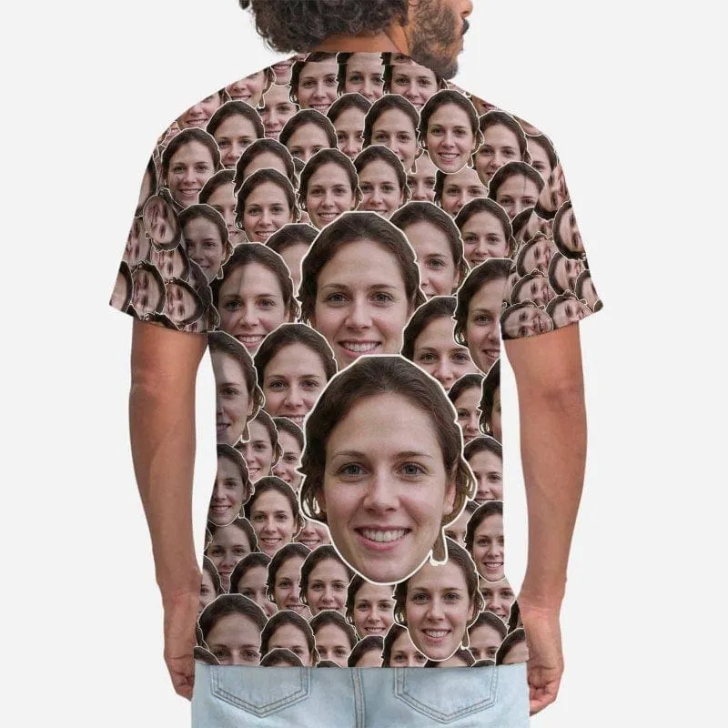 Custom Face Tee Simple Fashion Seamless Men's All Over Print T-shirt Unique Gift for Him